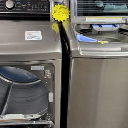 LG WASHER AND DRYER ELECTRIC STAINLESS STEEL WORK PERFECT INCLUDING WARRANTY SMALL FEE DELIVERY 