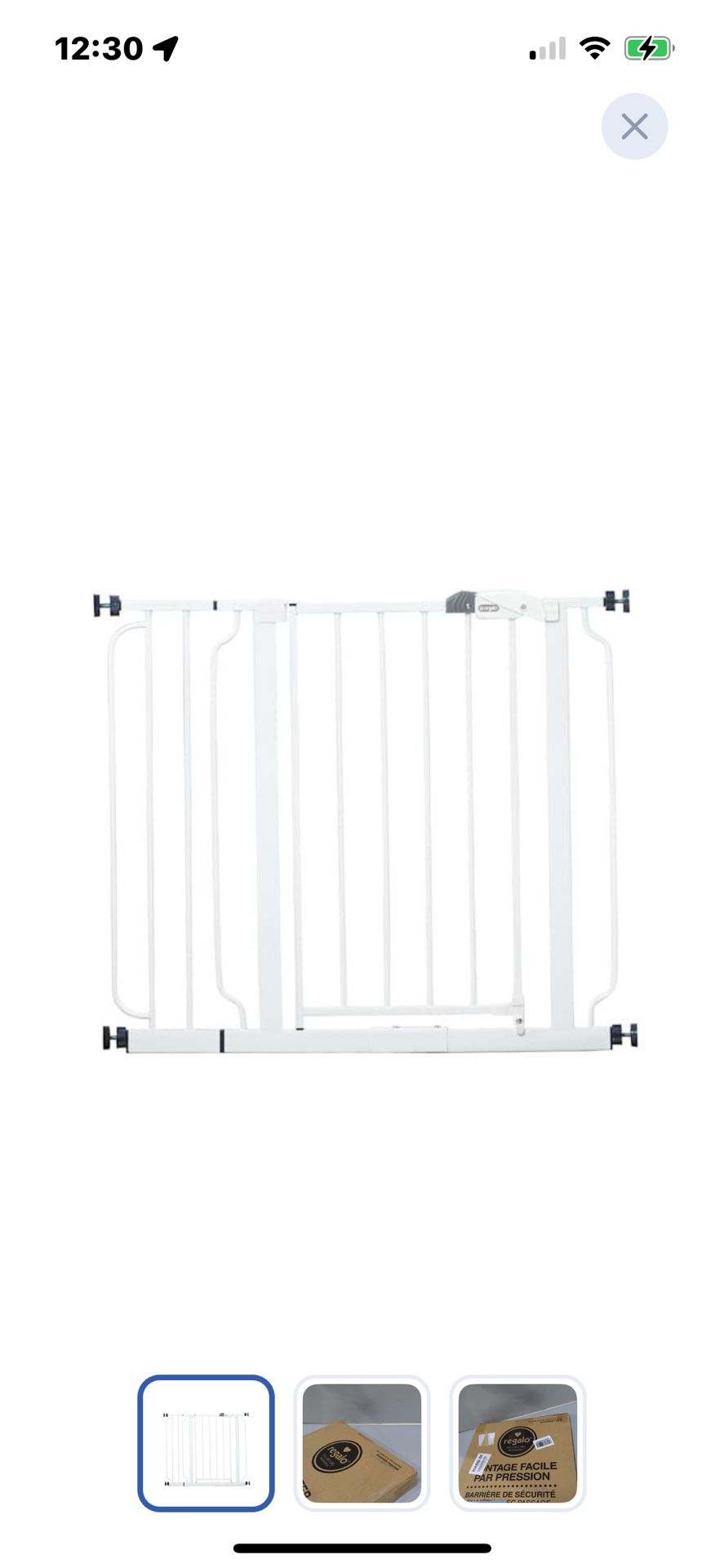 “New”Regalo 38.5” Xtra Wide  Walk Thru Safety (white)Gate(pressure Mounted)retail $79