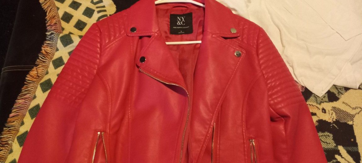 Ny And C Hot Pink Biker Jacket Size Small