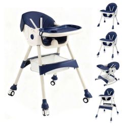 Multifunctional Dining Chair with Wheels Adjustable High and Low Seat Foldable Reclining Chair Convertible