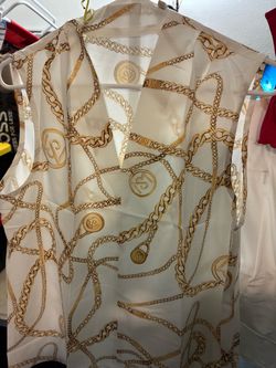 Sleeveless Chain Print Blouse