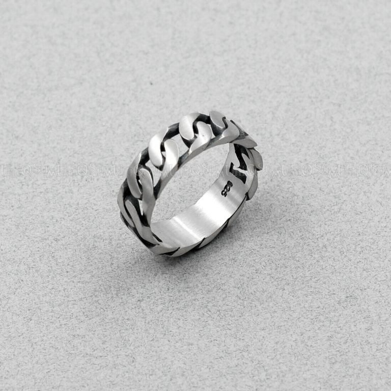 925 Sterling silver curb link ring