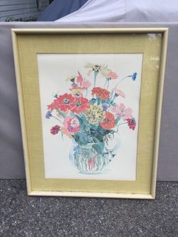Vintage framed flower print large