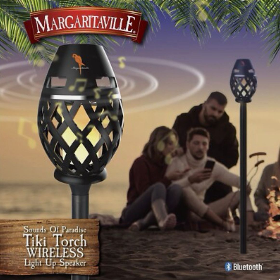 Margaritaville Tiki Torch - Waterproof Bluetooth Speaker , Portable 