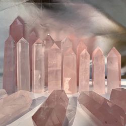 High Quality Gemmy Rose Quartz Crystal Point Tower