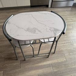 Marble Style Small Dining Table And 2 Chairs