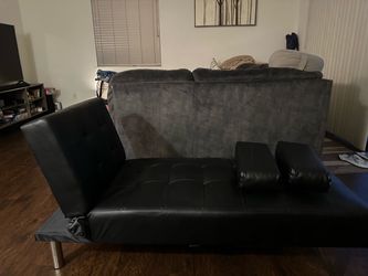 Black Faux Leather Futon Sofa Bed