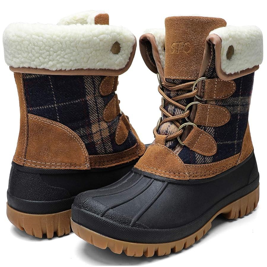 STQ Womens Winter Duck Boots Waterproof Cold Weather Snow Boots Size 6