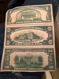 One sheet old small bills 5-10-20 selling for 100