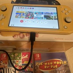 Switch Lite Yellow With 4 Games Box And Case