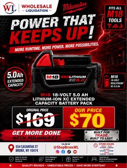 Milwaukee M18 RedLithium XC 5.0Ah Battery Pack