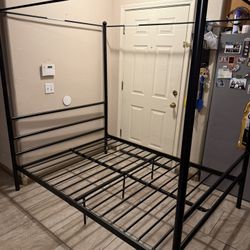 Full Size Canopy Metal Bed Frame In Black