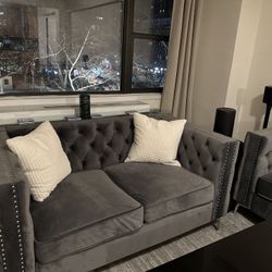 Must Go: 48 Hour Sale Grey Couch And Loveseat