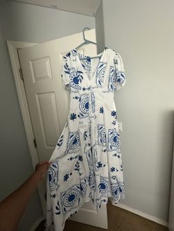 Blue and White Maxi Dress