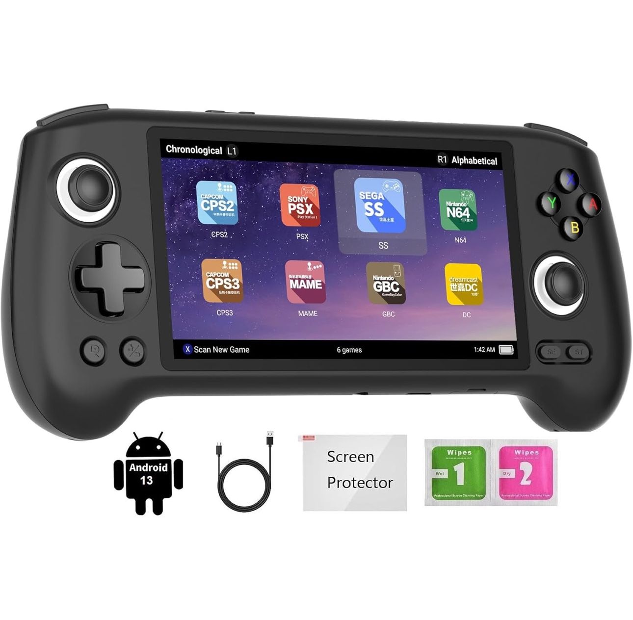 RG556 Retro Handheld Game Console, Android 13 System Unisoc T820 Processor 5.48 Touch Inch AMOLED screen 5500mAh Battery Support WIFI Online DP Output