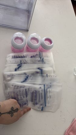Free milk bags and 3 pink bottles