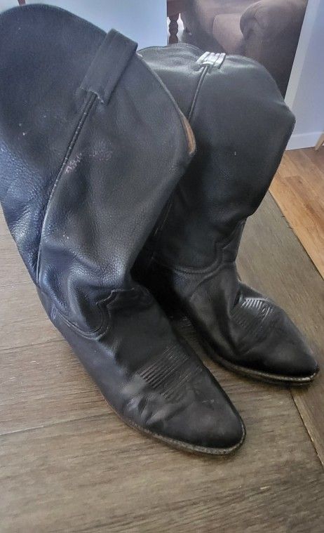 Men's Black Leather Tony Lama Cowboy Boots