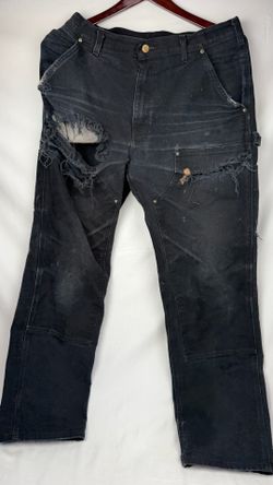 Vtg Carhartt Double Knee Pants Black Distressed Thrashed Faded - 34x32 B01 Workwear