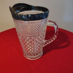 Cut-Glass Pitcher With Silver Trim