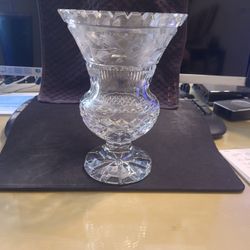 Vintage Waterfoed Crystal Thistle-shaped Pedestal Vase 9-1/4" tall
