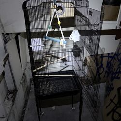 Yaheetech 64" Bird Cage, Open Top Parakeet Cage w/Slide-Out Tray, Feeders, Detachable Rolling Stand, Bird Cages for Parrot, Cockatiel, Budgie, Parakee