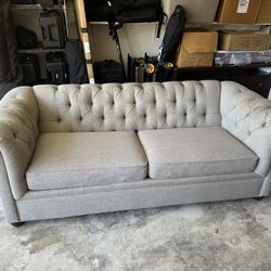 Pottery Barn 84” Chesterfield Sofa Light Grey