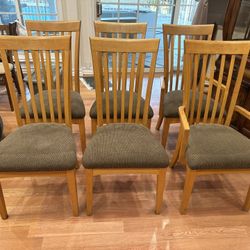 Set of 6 Solid Wood Dining Chairs (4 Side Chairs, 2 Captain's Chairs)