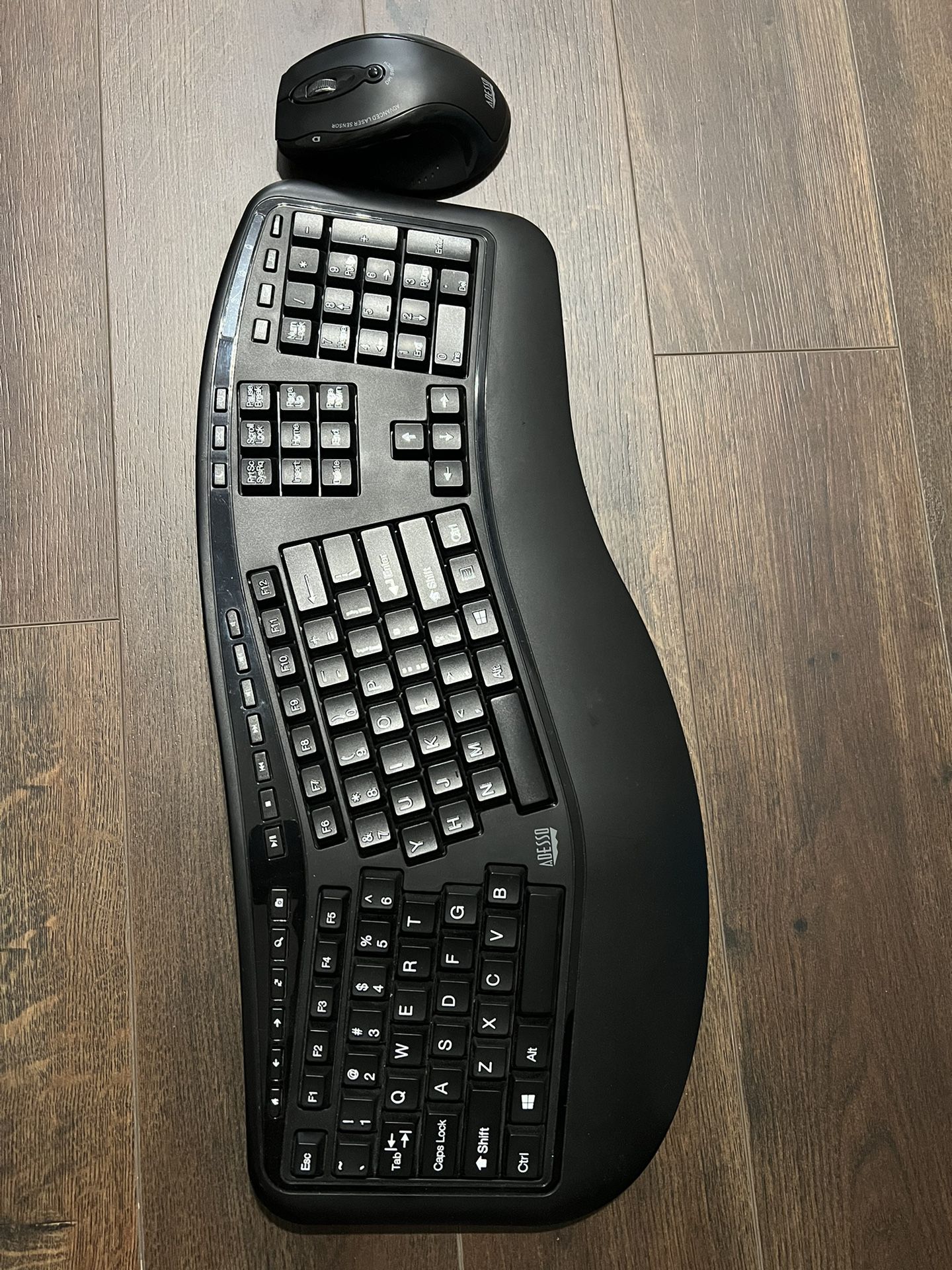 Adesso Tru-Form Wireless Ergonomic Keyboard & Laser Mouse