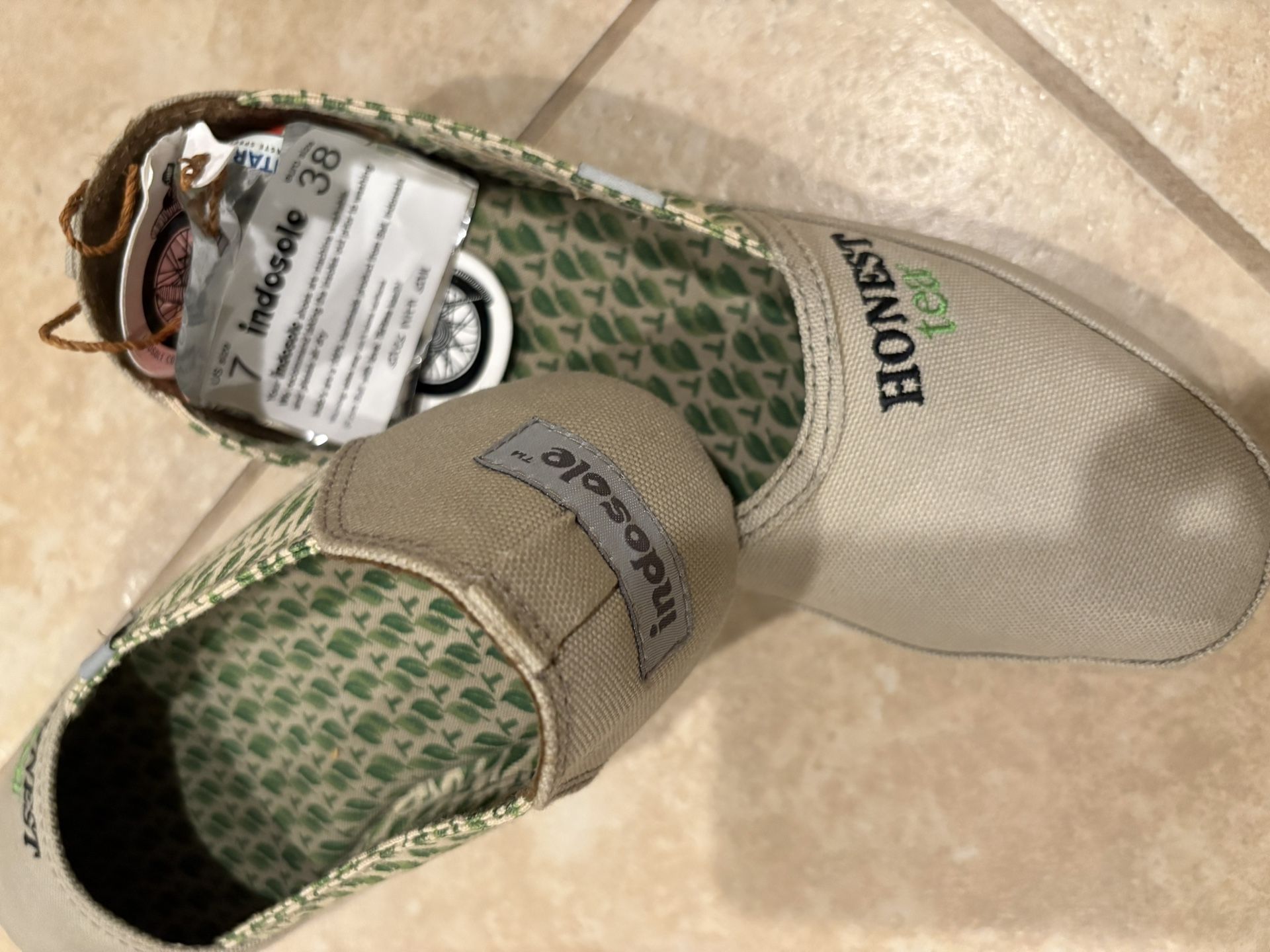 INDOSOLE STONE GREY FLATS MOCCASIN LOAFER SLIP-ON SHOES HANDMADE IN BALI INDIA NEW IN BOX SIZE 7