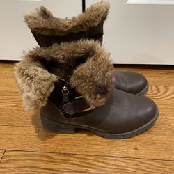 Womens B.O.C. Born Concept Salas Faux Fur Lined Winter Ankle Boots, Dark Brown Sz 8