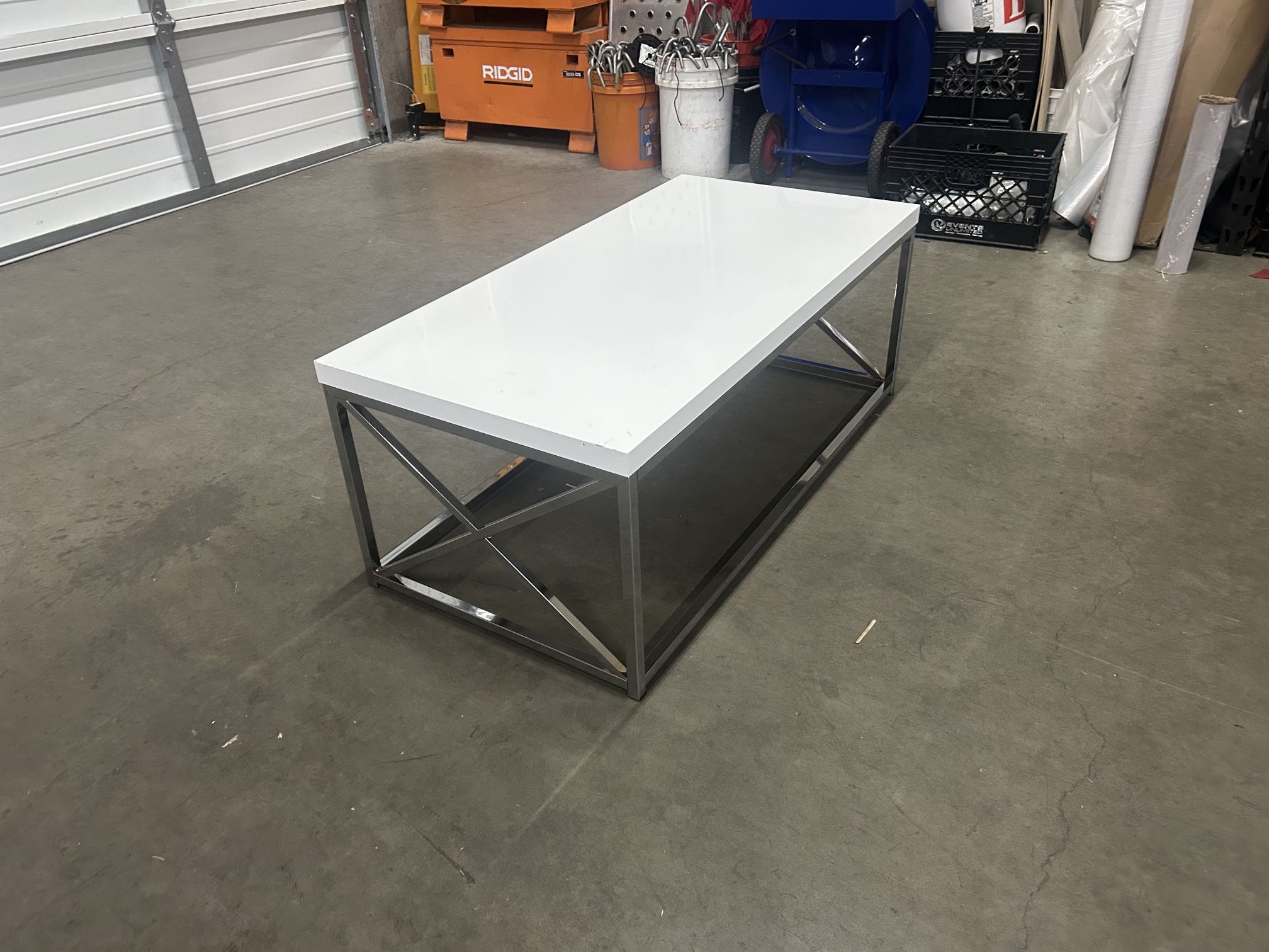 White & Chrome Coffee Table