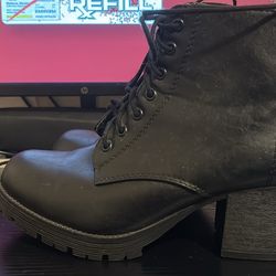 Combat high heel boots