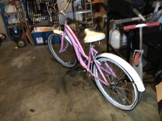 Pink Cruiser Bicycle with White Fenders