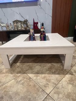 White Wood Grain Square Coffee Table