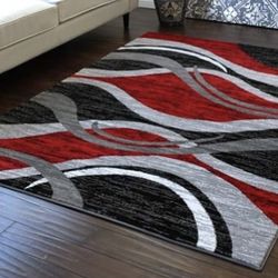 Masada Rugs, Stephanie Collection Area Rug Modern Contemporary Design 1109 Red Grey White Black 