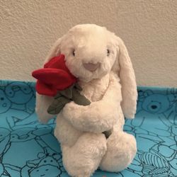 Jellycat Cream Bunny With Rose
