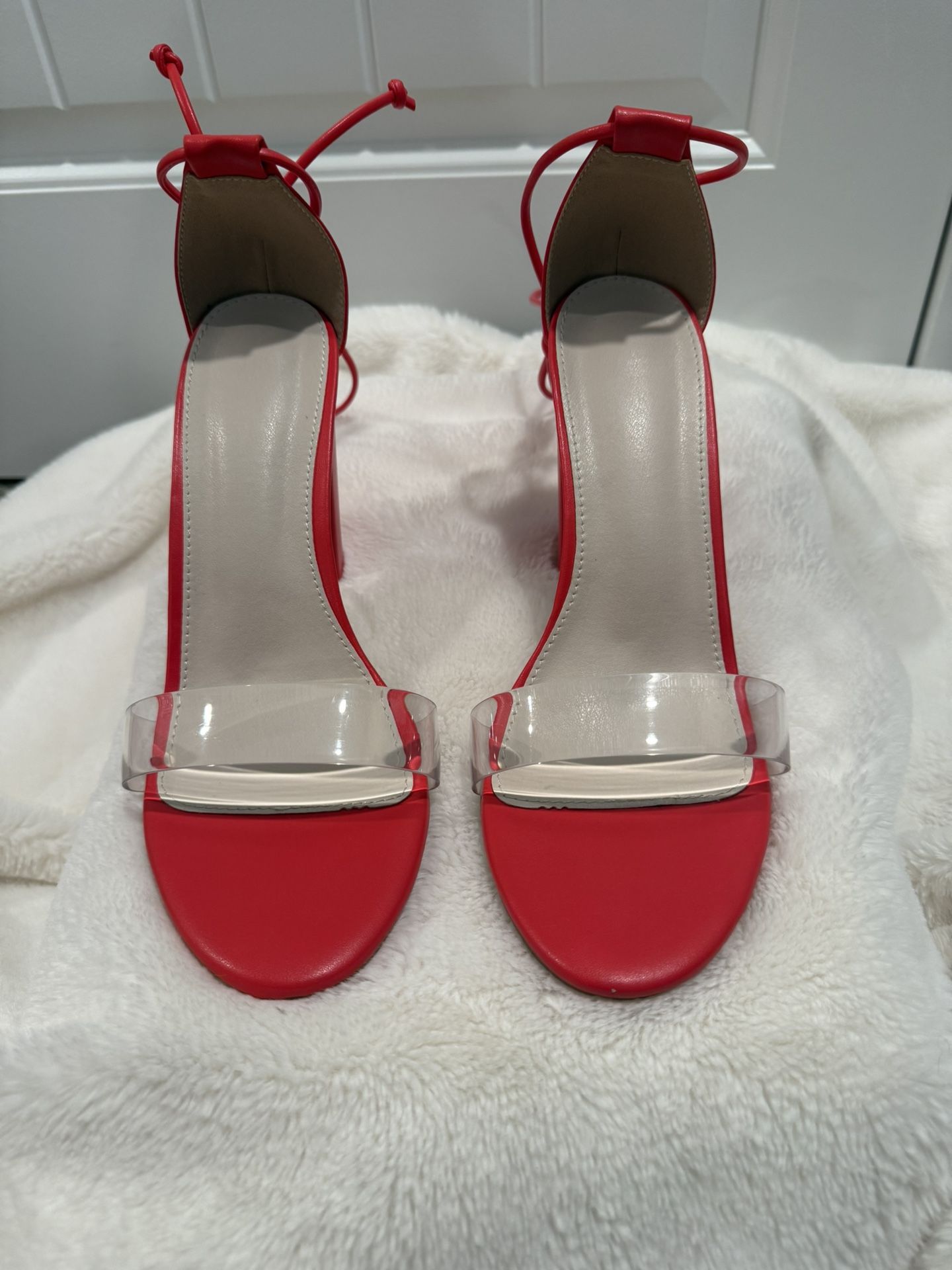 Red Ankle Tie Heels Size 8.5 $15