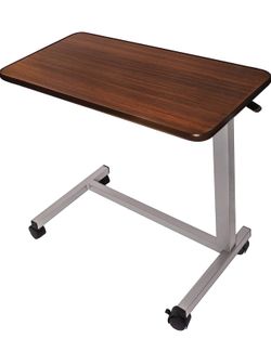 New Vaunn Medical Cart Pneumatic Adjustable Overbed Table with Wheels