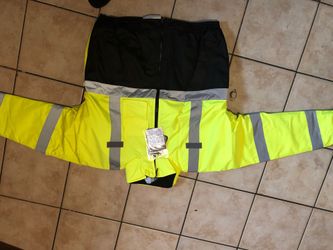 PortWest Three Tone Caution Yellow , Onyx Black , & Reflective Silver Construction Jacket