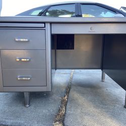 Steelcase Vintage Mid Century Modern Metal Tanker Desk
