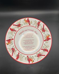 The Original Friends and Family Plate Ceramic Serving Plate - Red Cardinal 12.5”
