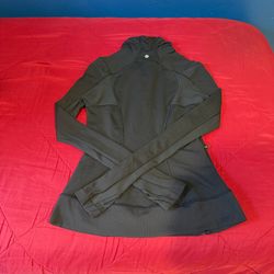 Lululemon Bhakti Yoga Jacket Black Double Zip Thumbholes SIZE 4