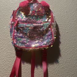 Kitty Kat Girl Sparkly Pink Minnie Backpack 