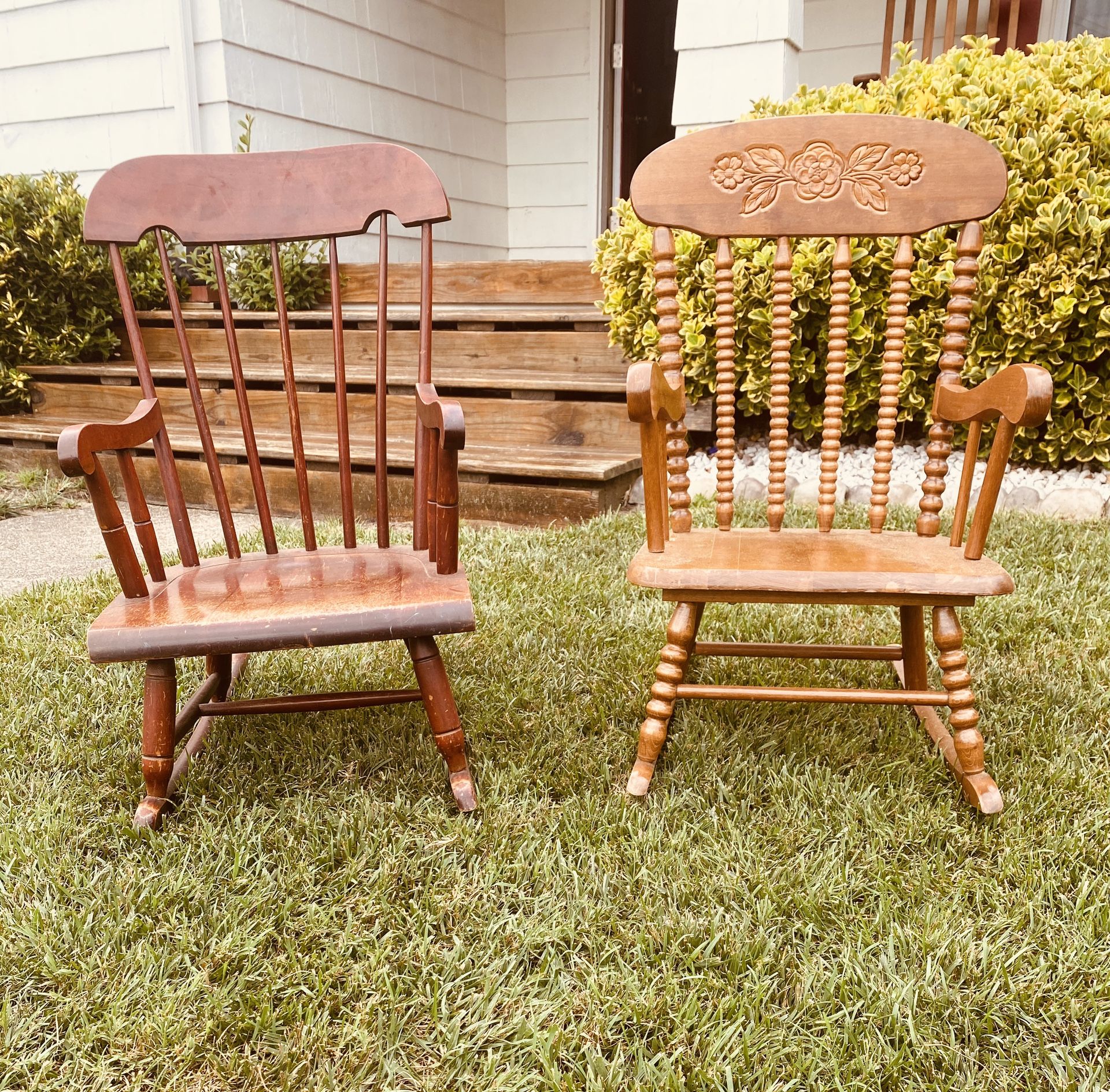 2 Beautiful Real Wood Children’s Rocking Chairs