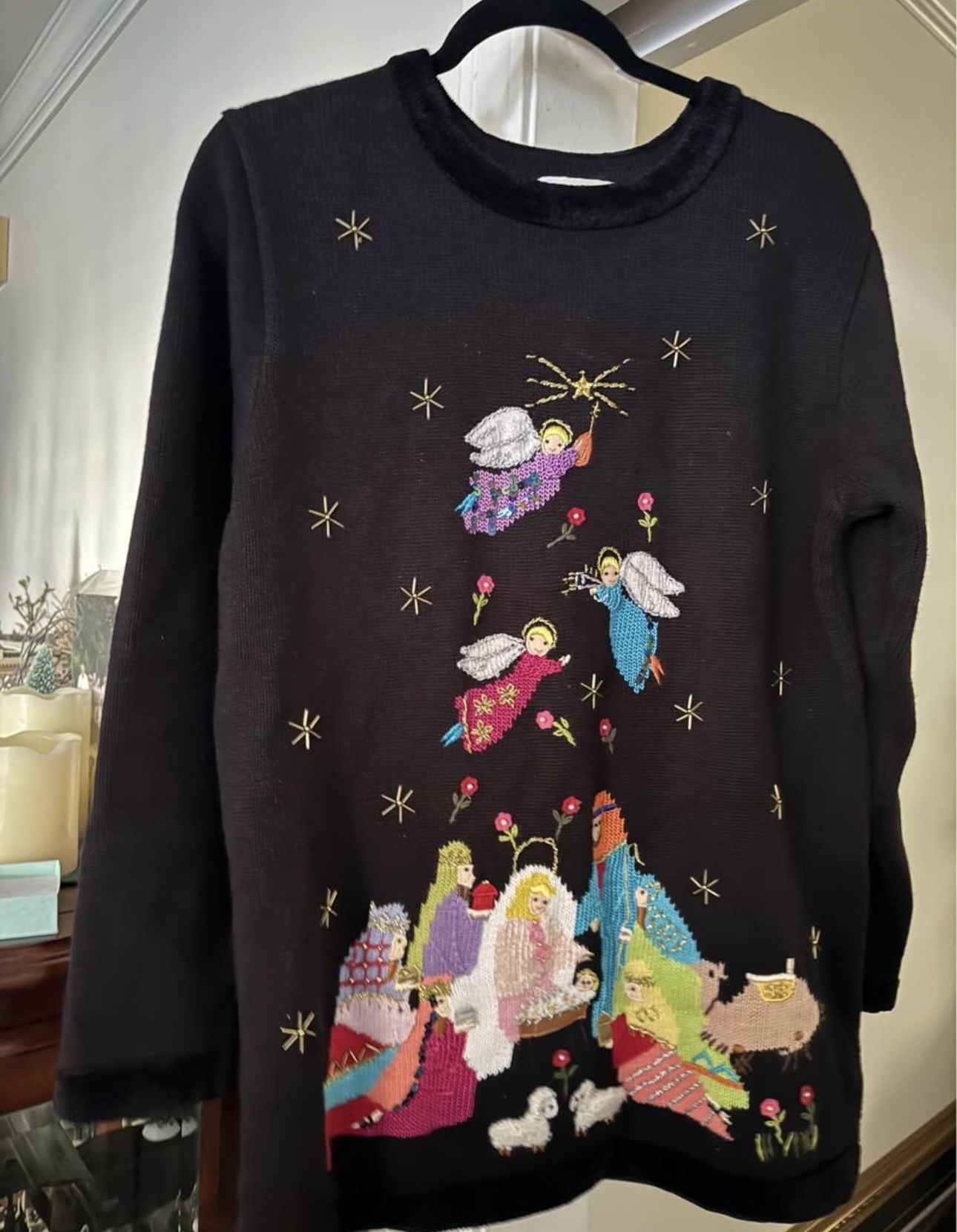Quaker Factory Nativity Christmas Sweater – Size Large – $25