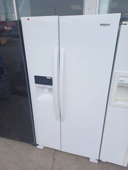 Whirlpool white side by side refrigerator