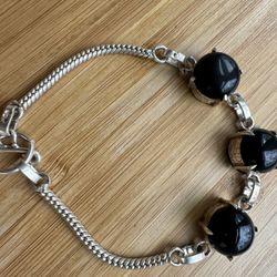 VTG 925 Sterling silver Black Gemstone Bracelet