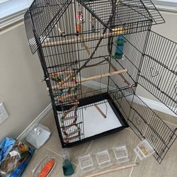 Parakeet pet with Cage & Food ready to go!
