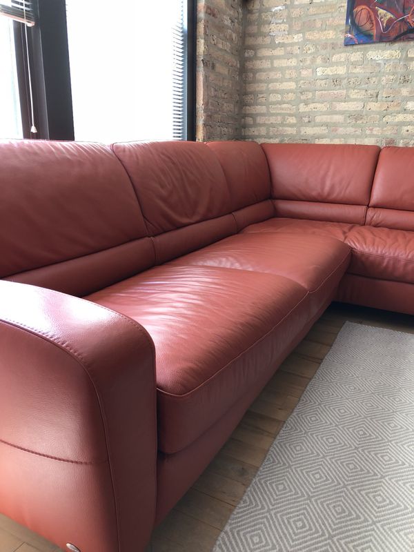 Itlasofa Terracotta Leather Couch Sectional With Queen Size Sofa Itlasofa Terracotta Leather Couch Sectional With Queen Size Sofa Sleeper Used But Very Well Maintained Moving Must Go For In Chicago