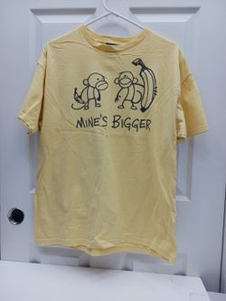 Hybrid Men's Large Funny Monkey Banana Graphic Tee Y2K Humor Streetwear Yellow